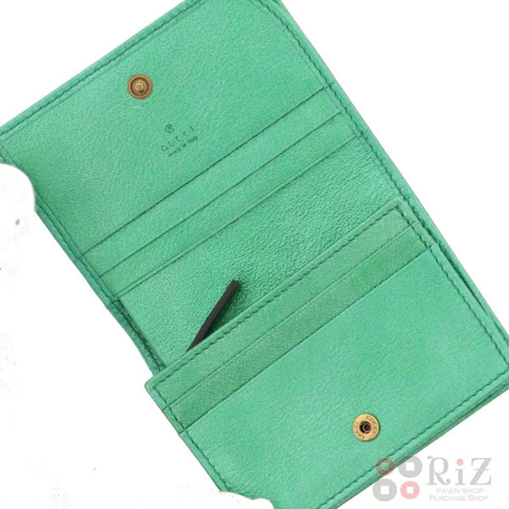 GUCCI Horsebit Laminated Leather Wallet Bi fold coin wallet Green Brown - Picture 3 of 6